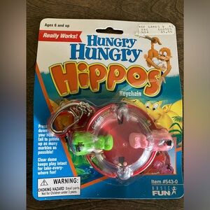 Basic Fun Hungry Hungry Hippos Pink Green Hippo Mini Game Keychain Hasbro 2000